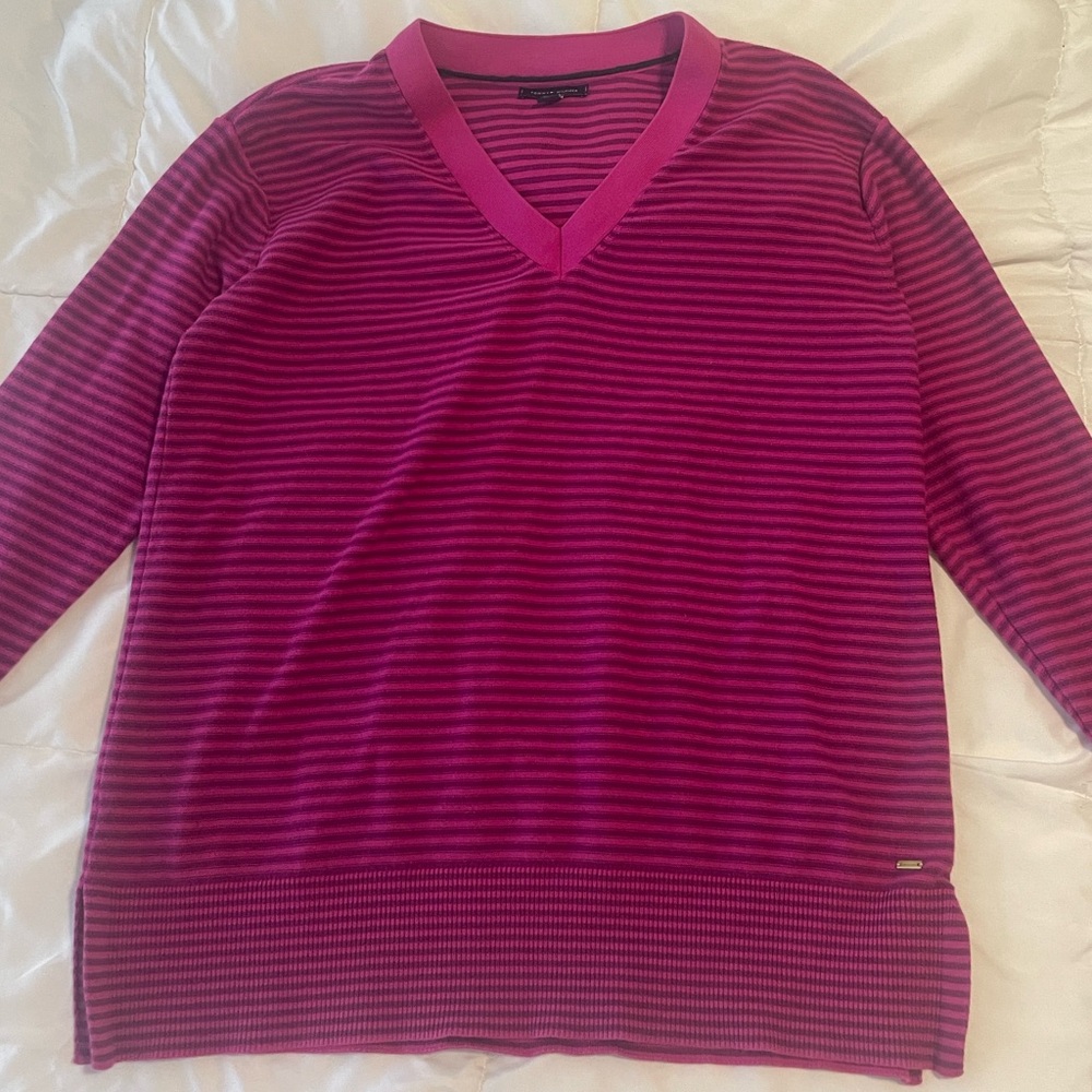 Women’s Tommy Hilfiger Pink and Magenta Striped Sweater